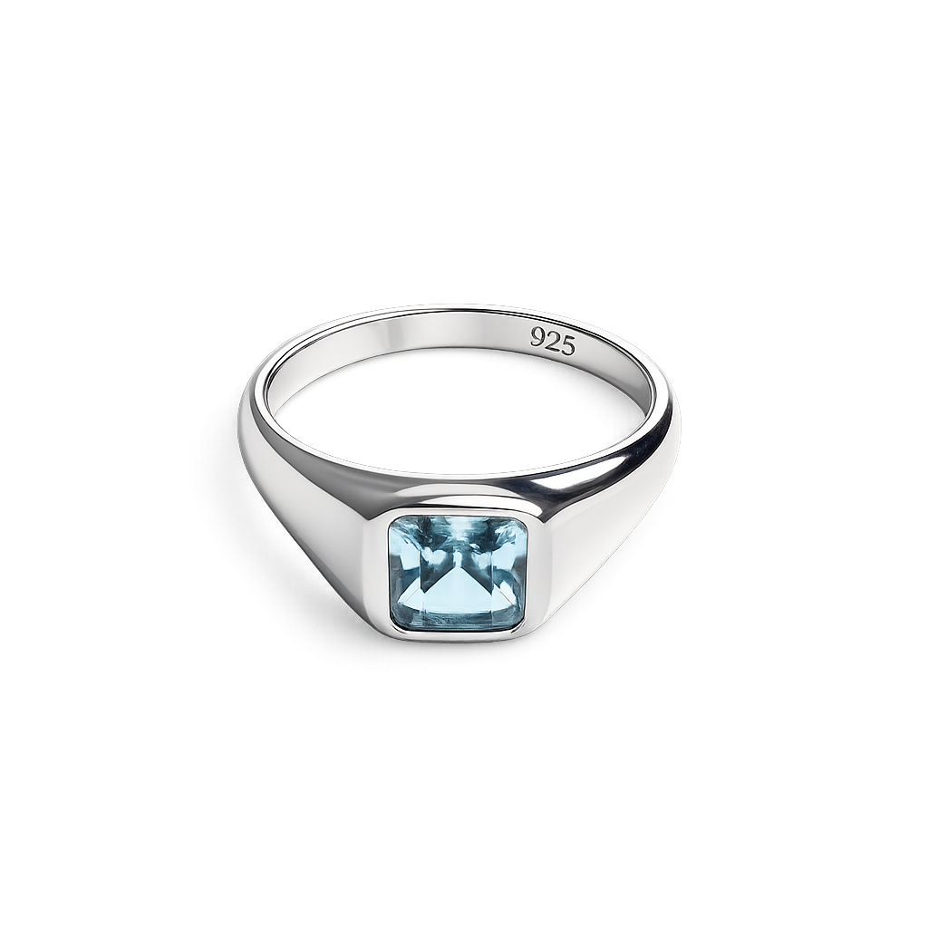 Aqua Signet 925 Silver Ring