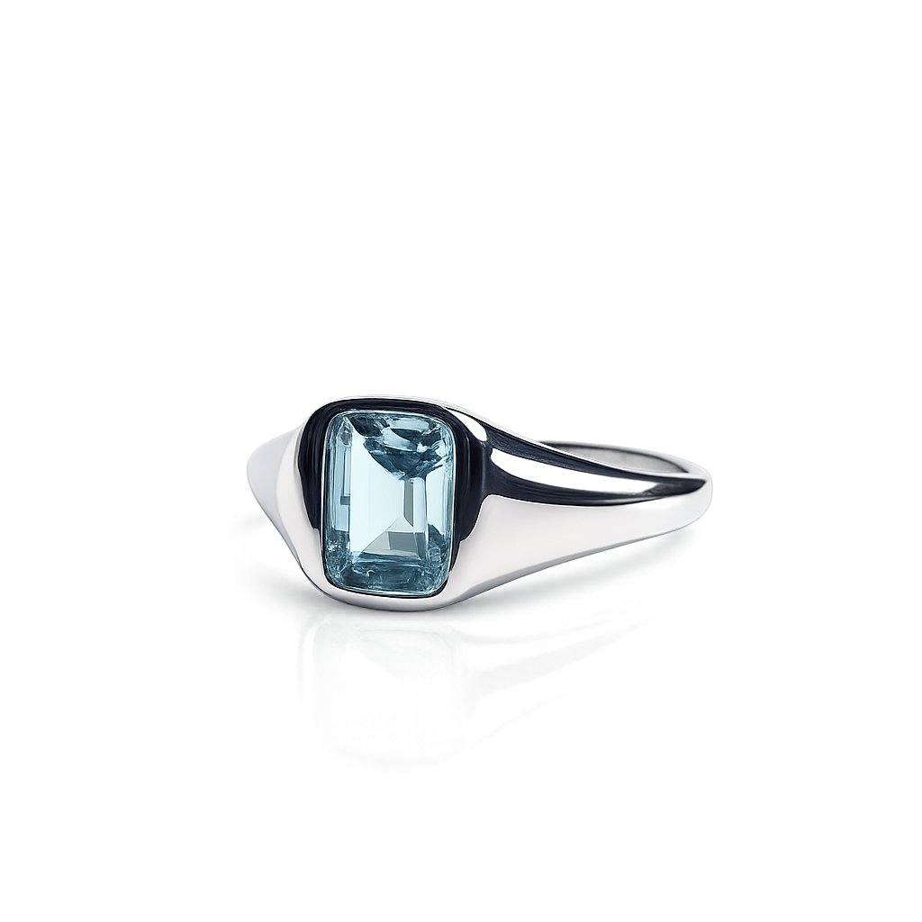 Aqua Signet 925 Silver Ring