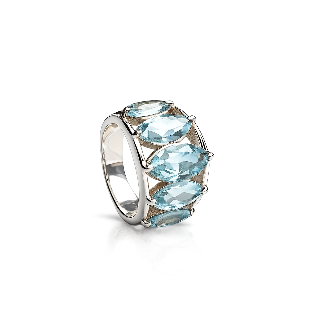 Aqua Marquis 925 Silver Ring