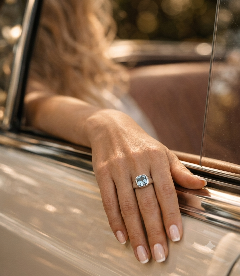 AquaGlow 925 Silver Ring