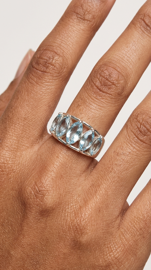 Aqua Marquis 925 Silver Ring